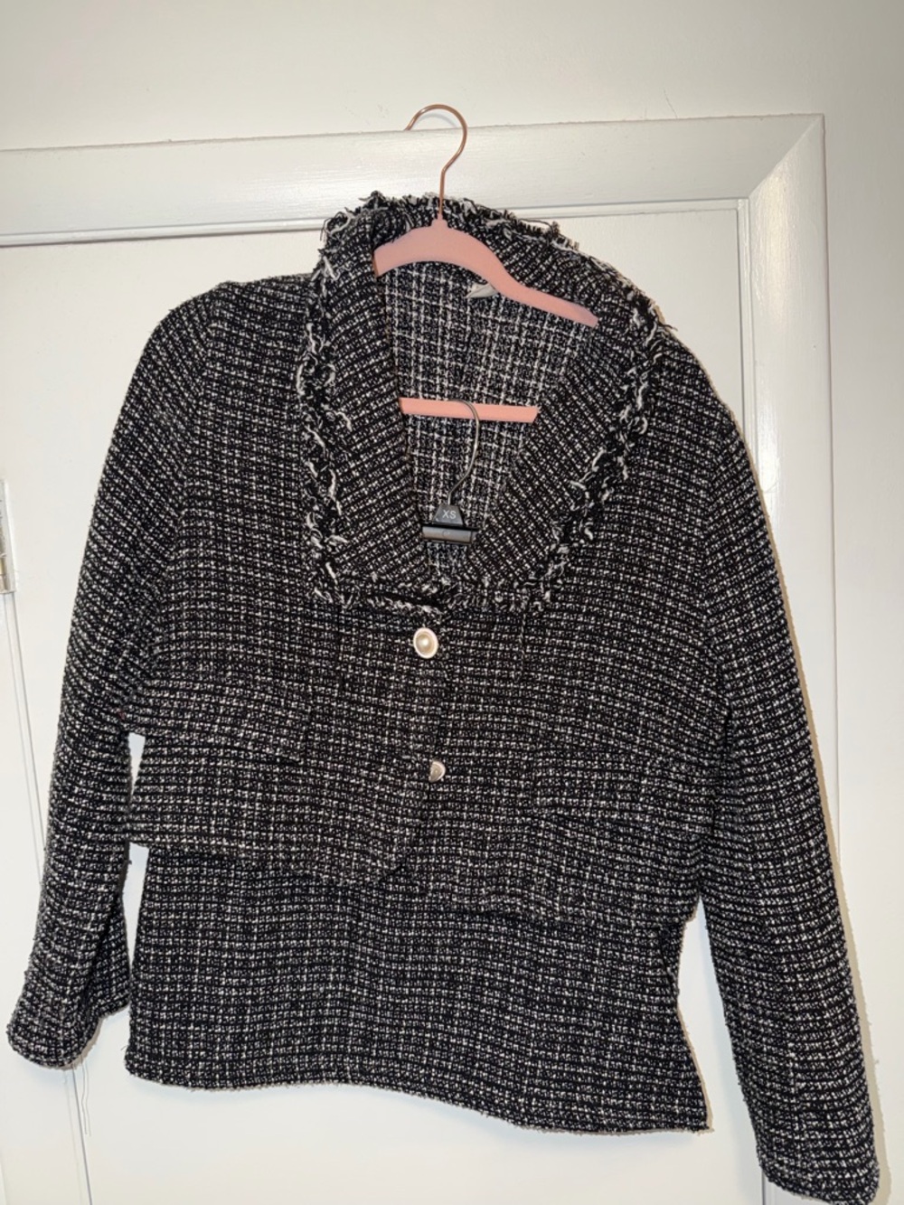H&M Black and White Tweed Skirt Set Jacket